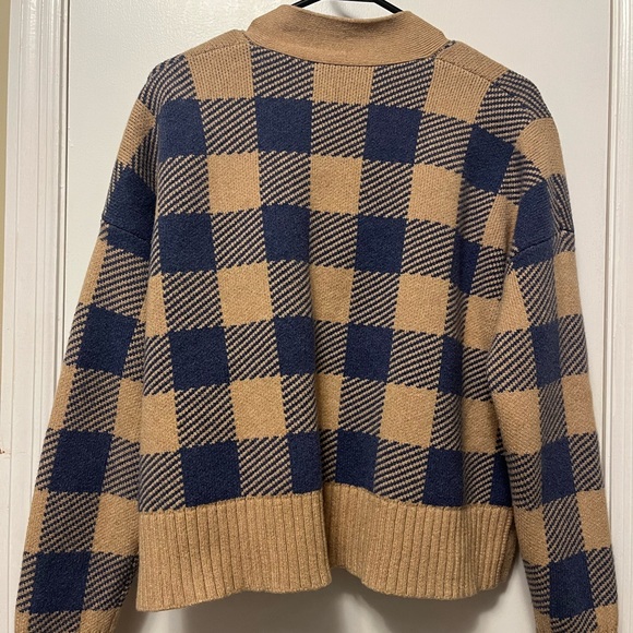 Madewell Buffalo Check Cardigan - Camel and Blue- Medium- PERFECT CONDITION! - Picture 7 of 12